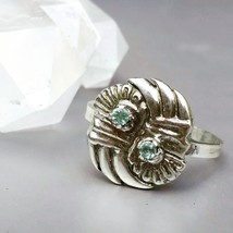 Green beryl ring, fine silver ring, 999 silver ring, size 9 ring, aquamarine - £60.24 GBP