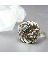 Green beryl ring, fine silver ring, 999 silver ring, size 9 ring, aquama... - £59.95 GBP