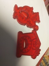 Vtg HRM Red Plastic Cookie Cutters Cat And The Fiddle &amp; Hickory Dickory ... - £7.52 GBP