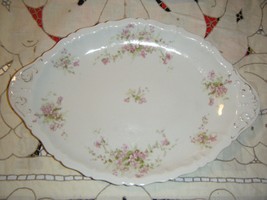 Antique Bassett Limoges Austria Serving Platter 5789 11.5 ” X 7.5” Pink Floral - £10.57 GBP