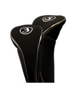NEW BLACK ZIPPER 3 5 WOODS HEAD COVERS GOLF CLUB FULL HEADCOVER COMPLETE... - €14,15 EUR
