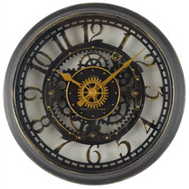 Gears 12&quot; Brushed Oil Rubbed Bronze Round Wall Clock, Glass Lens, Quartz... - $27.61