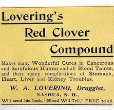 Lovering&#39;s Red Clover Medicine 1894 Advertisement Victorian Medical ADBN1L - $19.99