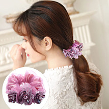 Elegant Tulle Flower Large Hair Scrunchie with Beaded Center - £3.91 GBP