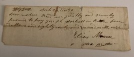 Handwritten Receipt Document ID Signed Elias Mann 1830 Antique Ephemera - $29.01