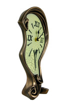 Cool Bronze Finish Melted Mantel Clock Table Desk Dali - $84.73