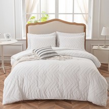 King Size Comforter Set, White Boho Bedding Comforter Tufted Design, Lightweight - £71.93 GBP
