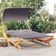  Outdoor Lounge Bed Anthracite Solid bent wood and polyester fabric - $8,195.92 MXN