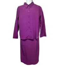 Roamans Size 14W dark purple Button Up Roll Tab Sleeve jacket Dress 2 Pi... - $29.69