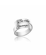 Quote Ring BE THE CHANGE Adjustable Jewelry Rhodium Plated Inspirational... - $22.28