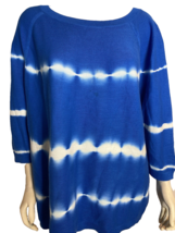 Talbots Plus Women&#39;s Scoop Neck Ti Dyed 3/4 Sleeve Sweater Blue 3X - £18.67 GBP