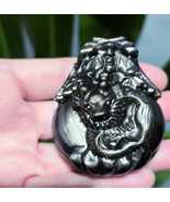 Silver Obsidian Crystal Dragon Turtle | Fengshui Crystal Decor Protection - $83.00