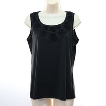 Russell Kemp Women&#39;s Sleeveless Blouse Tank Top S Small Black Floral Beaded NEW - £8.36 GBP