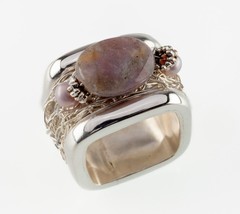Clement Vintage Sterling Silver Wire Agate Square Ring Size 9 - £186.83 GBP