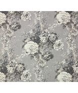 WAVERLY BALLAD BOUQUET PLATINUM GRAY LARGE FLORAL LINEN FABRIC BY YARD 54"W - $14.80