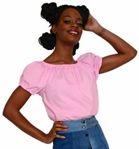 Pink Peasant Blouse - Puff Sleeve, Wear On or Off Shoulder - S to XL - H... - £22.01 GBP