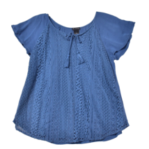 New Directions Women&#39;s Blue Top Size Large Lace Detail - £8.52 GBP