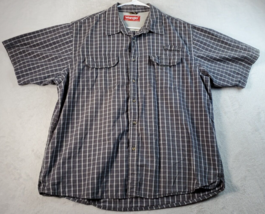 Wrangler Shirt Mens Size XL Gray Plaid Cotton Short Sleeve Collared Button Down - £9.46 GBP