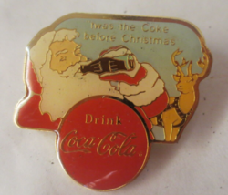 Coca-Cola Santa Twas the Coke before Christmas Lapel Pin 1956 Haddon Sundblom Ad - £5.84 GBP