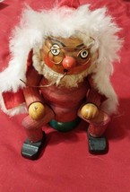 Santa Claus handcrafted 8” tall VTG wooden smoker Missing Pipe Scandinav... - $40.72 CAD