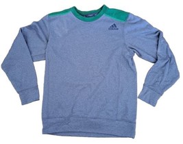 Adidas Climawarm Fleece Shirt Sweatshirt Warmup Gray w Green Trim Size M Medium - £10.52 GBP
