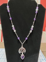 Amethyst and Quartz Tree of Life Pendant Necklace  - $42.00