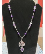 Amethyst and Quartz Tree of Life Pendant Necklace  - $42.00