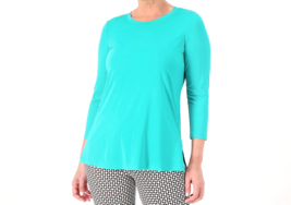 Susan Graver Weekend Essentials Cool Touch Scoop Neck Top- Raw Turquoise , Large - £16.78 GBP