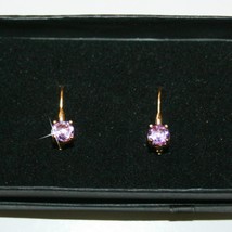 2.0ct Prong Round Purple Amethyst Leverback Earrings 14k Yellow Gold Ove... - $48.99