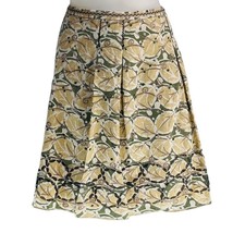 SIGNATURE SAKS FIFTH AVENUE Skirt Linen Blend Foliage Pleated Women&#39;s Si... - £21.23 GBP