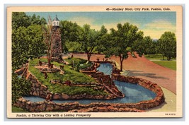 Monkey Moat City Park Pueblo Colorado CO UNP Linen Postcard E19 - £2.28 GBP