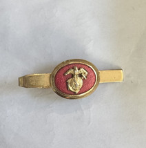 US Marine Corps Tie Clip Bar Clasp USMC Uniform Vintage Gold Red - £10.10 GBP