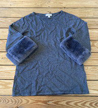 Belle By Kim Gravel NWOT Women’s Faux fur Cuff 3/4 Sleeve Sweater 2XS Grey H5 - £15.78 GBP
