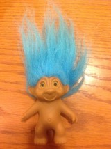 4.5 In. Troll Doll Naked Blue Hair Brown Eyes Strawberry Amber Hazel - £9.80 GBP