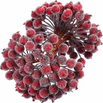 400 Pieces Artificial Frosted Holly Berries Fake 12 Mm Mini Christmas Fruit Berr - £22.13 GBP
