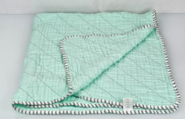 Cloud Island Cotton Muslin Mint Green White Gray Stripe Trim Baby Blanket Quilt - £78.20 GBP