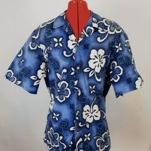 Styled By RJC Hawaiian Mens Shirt Blue Floral Print Size M/L - £23.31 GBP