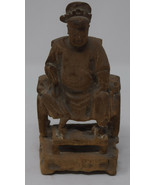 Chinese Wood Carved Figure Seated 6&quot; - £155.06 GBP