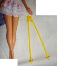Vintage Barbie doll yellow skii poles sports athlete accessory pair skip... - $6.99