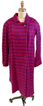 VTG 1980s Paul Levy Fuzzy Mohair Wool Plaid Swing Coat Purple NWOT L XL ... - $193.00