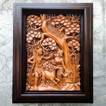 Hand Carved Teakwood Decorative Wall Art Sculpture Ram Sita Ramayana Hindu Pooja - £1,536.50 GBP