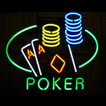 New Poker Double Aces Cards Artwork Beer Neon Sign 24&quot;x20&quot; Poster Light - £199.79 GBP