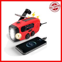 All-in-One Emergency Radio: Red Hand Crank, 2000mAh &amp; SOS Flashlight - C... - $443.51 MXN