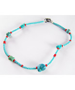 Cute Delicate Vintage Turquoise And Seed Bead Bracelet W/ 925 Silver Clasp - £15.77 GBP