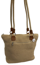 The SAK Tan Crocheted Hobo with Braided Handles, Faux Leather Trim - $15.19