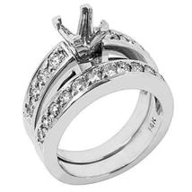 14k White Gold Round Diamond Engagement Ring Semi Mount Bridal Set 1.15 Carats - £1,341.95 GBP