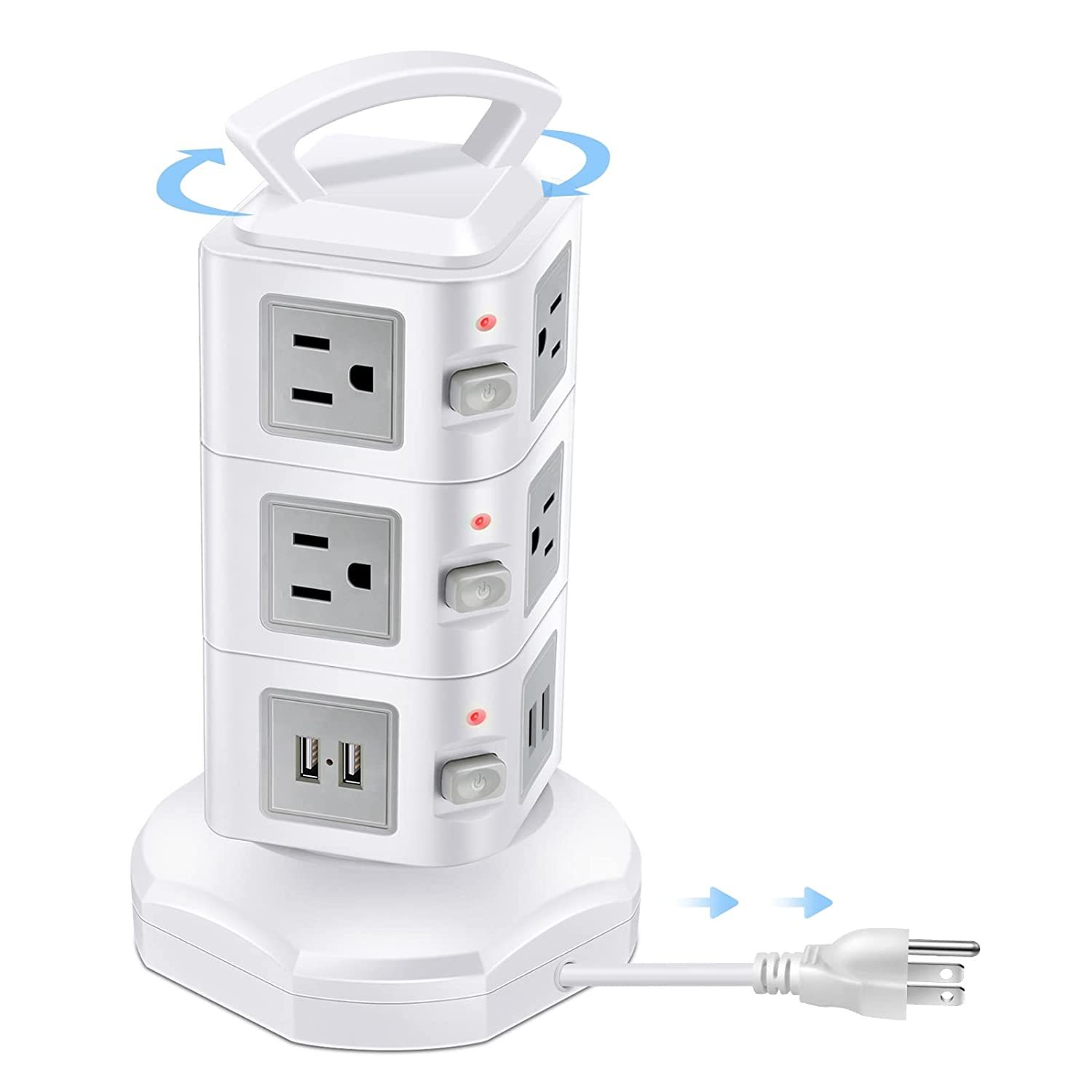 Primary image for 10 Outlets Power Strip Surge Protector With 4 Usb Ports - Retractable Extension 