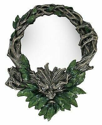 Whispering Hollow Rustic Wisteria Forest Greenman Wall Mount Mirror Plaque Decor