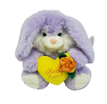 Vintage 1998 Purple Bunny Rabbit W/ Happy Easter Heart Stuffed Animal Plush Toy - £29.54 GBP