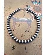 Southwestern Large 10mm Navajo Pearl Style Silver Beaded Necklace - £25.15 GBP